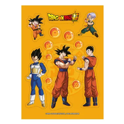Produktbild von dekora, Essbarer Tortenaufleger Dragon Ball zum Ausschneiden, Tortendeko für Kindergeburtstag, Esspapier mit Goku Motiven & Dragonballs, Glutenfrei