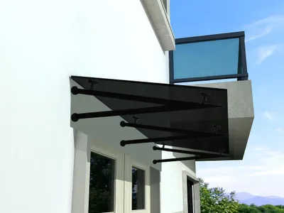 Immagine prodotto di Vetreria Westfalen - (3V) 250x90 cm Vetro grigio Tettoia + supporto SW