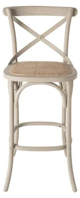 Image de SIGNATURE - Chaise de bar en bois massif et cannage L50 cm - BISTROT