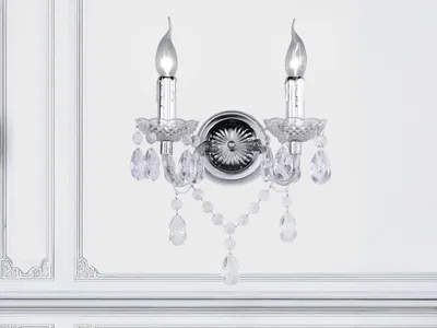 Produktbild von LÜSTER 2-flammige Wandleuchte im barocken Design, Silber Chrom, 26,5cm Breite, 34cm Höhe