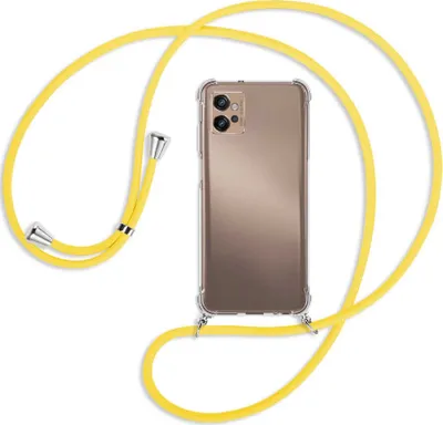 Produktbild von Handykette Backcover-Schutzhülle mit Band (Metall silberfarben) für Motorola Moto G32 (6.5'') - gelb