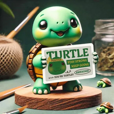 Imagen del producto de Miniatura de tortuga, diseño positivo, aproximadamente 7 cm, ideal para decorar la oficina