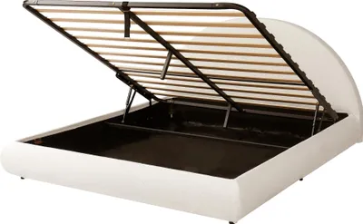 Produktbild von Flieks Hydraulisches Polsterbett 180x200cm mit Stauraum, Klassisches Bett Doppelbett mit Lattenrost, Jugendbett mit Bouclé-Bezug, Beige