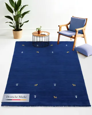 Produktbild von Wollteppich Gabbeh Uni 160x230 cm Blau