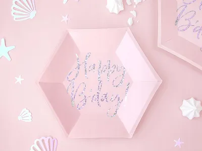 Produktbild von Pappteller Happy B'day! 20cm rosa 6er Set