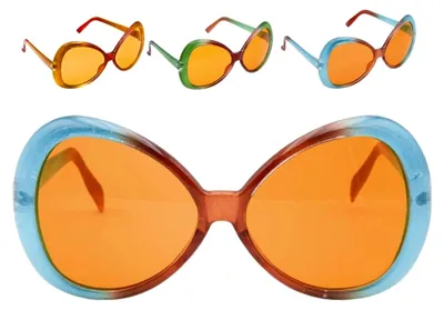 Produktbild von Zweifarbige Fliegenbrille – Kostümzubehör für Karneval, Disco, Themenpartys, Festivals, JGA – zufällige Farbwahl pro Stück – Kunststoff