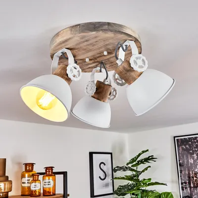 Produktbild von Cotes »Cotes« 3-flammige Zimmerlampe aus Holz und Metall in weiß