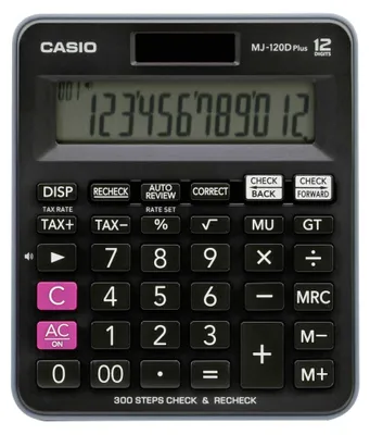 Obrázek produktu pro Casio MJ-120D Plus, Desktop, Jednoduchá kalkulačka, 12 číslice/číslic, Baterie / Solár, Černá