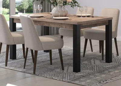 Produktbild von Esstisch "Emile" in Eiche Tabak und schwarz Küchentisch 160 x 90 cm bis 6 Personen
