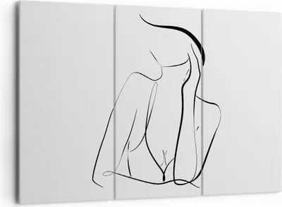 Produktbild von Bild auf Leinwand - Leinwandbild - 3 Teile - Frau Linien Minimalismus - 165x110cm - Wand Bild - Wanddeko - Wandbilder - Leinwanddruck - Bilder - Wanddekoration - Leinwand bilder - CE165x110-4488