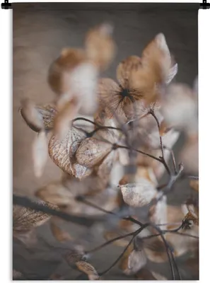 Produktbild von MuchoWow® Wandteppich Wandbehang Makro - Hortensie - Stilleben 90x135 cm Tapisserie Dekoration Wandtuch - Baumwolle - Wandskulptur