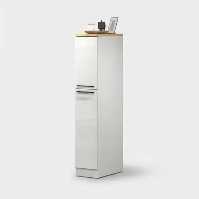 Produktbild von Apothekerschrank mit 2 Gewürzschubladen für moderne Küche 30x60x164,5 Trym - Weiß - Eiche
