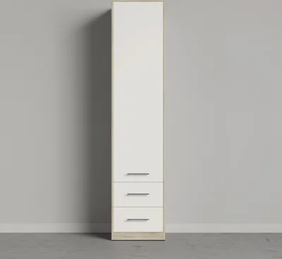 Produktbild von SMARTBett Schrank Kleiderschrank Aktenschrank 50cm mit 2 Schubladen Eiche Sonoma/Weiss