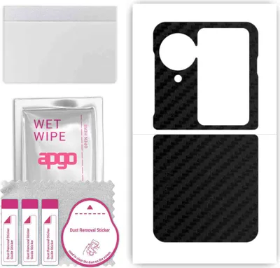 Produktbild von apgo Rückseite Schutzfolie, Skin, kompatibel mit Oppo Find N3 Flip, Hinten Displayschutzfolie aus Vinylfolie, kratzfest, einfache Montage - Schwarzer Kohlenstoff