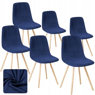 Produktbild von Stuhlhusse - Dunkelblau - 6 Stück - Samt - Bezug für Skandinavische Stühle - Universal - Stretch