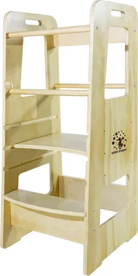 Produktbild von Kiddy dreams Lernturm Lernstuhl Kinderstuhl Küche Learning Tower Kindertritt Montessori-turm, Color:01:Holzoptik