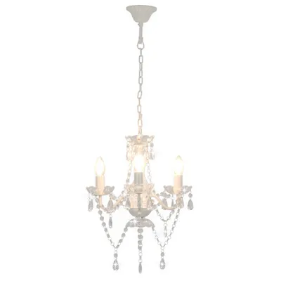 Image de vidaXL Lustre avec perles blanc rond 3×E14