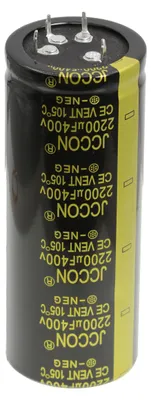 Obrázok produktu pre Elektrolytický kondenzátor, 400 V, 2200 µF, rozmer 40 x 100 mm, 4 vývody