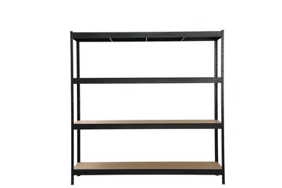 Produktbild von SCHULTE Regalwelt Schwerlastregal mit 4 MDF-Böden, 200x200x60 cm (HxBxT), 200 Kg Traglast pro Boden, schwarz