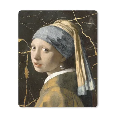 Produktbild von MuchoWow® Mauspad Mousepad Mädchen mit Perlenohrring - Alte Meister - Marmor 30x40 cm - Mousepads - Maus Mat - Pad - Mausunterlage - Mausmatten