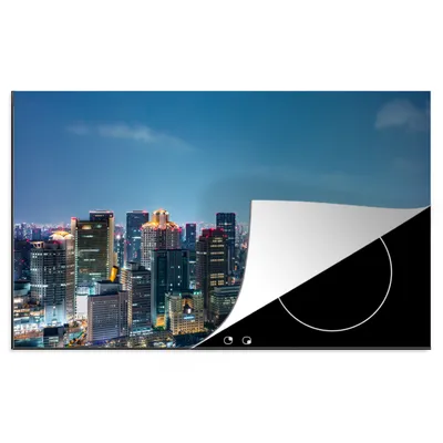 Obrázek produktu pro Kryt na sporák MuchoWow® - ochrana proti indukci - 78x52cm Panorama Ósaky za soumraku v Japonsku - Vinylový kryt sporáku - Zvětšuje pracovní plochu -