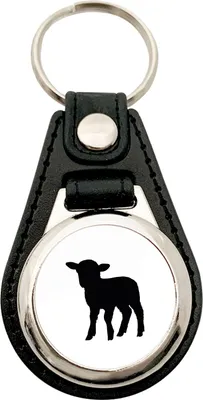 Produktbild von Huuraa Schlüsselanhänger Lamm Silhouette Metall mit Kunstleder Schlüsselring Einkaufswagenchip Geschenkidee