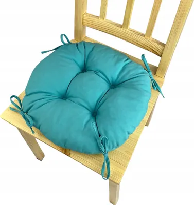 Produktbild von Stuhlkissen, Rundes Stuhlkissen, Sitzkissen, azurblau, 35x8cm, Kissen für Wohnstühle und Gartenmöbel, Gartenkissen,