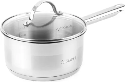 Produktbild von STIELKASSEROLLE 2,3 l Edelstahl INDUKTION Stieltopf Deckel Kasserolle STARKE PRO