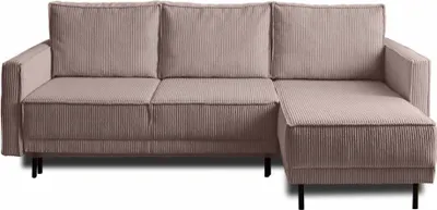 Produktbild von Lisa Design Charlie, Ecksofa beidseitig montierbar, 4-Sitzer, mit Schlaffunktion und Bettkasten, aus Cord , Rosa
