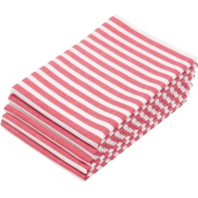 Produktbild von 5er Set Geschirrtücher gestreift, 100% Baumwolle, 50x70 cm, rot-weiß-gestreift