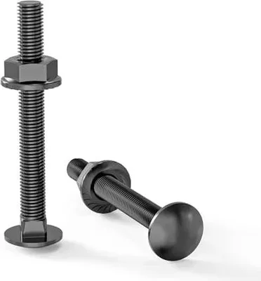 Produktbild von 40 Stück Schlossschrauben M6, Schwarz Bolt Kohlenstoffstahl A2 V2A DIN 603 Flachrundkopfschrauben Sechskant Flanschmutter aus Kohlenstoffstahl