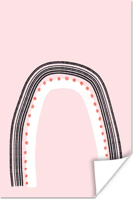 Produktbild von MuchoWow® Poster Regenbogen - Minimalismus - Rosa 120x180 cm - Kunstposter