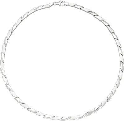 Produktbild von 4,6mm Collier Halskette aus 925 Silber mit 210 Zirkonia 45cm Halsschmuck Damen