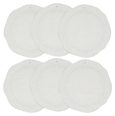 Produktbild von 6er Set Speiseteller HEART STRIPES mit grauen Streifen 27cm Bastion Collections