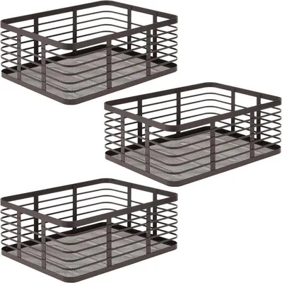 Produktbild von mDesign Drahtkorb Gitterbox Aufbewahrung Organizer 3er Set Metall Bronze