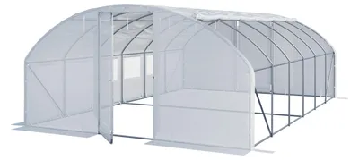 Image de Serre tunnel Premium TOOLPORT 4x6m avec porte pivotante, bâche PE 180 g/m² blanc transparent