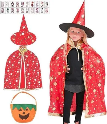 Immagine prodotto di Costume di Halloween per bambini con mantello da strega e cappello