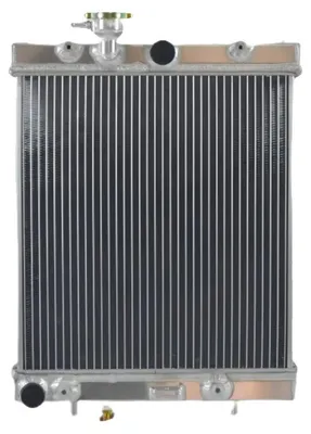 Image de Radiateur en aluminium, dimensions totales : 522 mm x 381 mm x 107 mm, dimensions du cœur : 380 mm x 358 mm x 40 mm, diamètre de la sortie supérieure : 28 mm, diamètre de la sortie inférieure : 28 mm, compatible avec la Nissan Micra K11 (1992-2003)