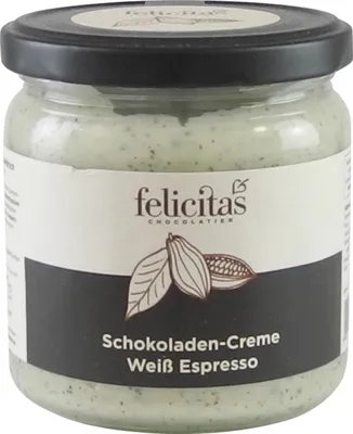 Produktbild von Weiß-Espresso Schokoladen-Creme von der Confiserie Felicitas (400 g)