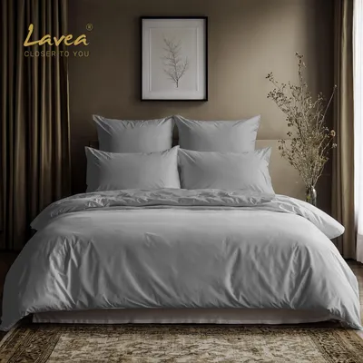 Produktbild von Lavea® Bettbezug 200 x 220 cm Baumwolle, Pflegeleichte Bettwäsche, Jasmin, Bettbezüge, langlebige Qualität, Silber