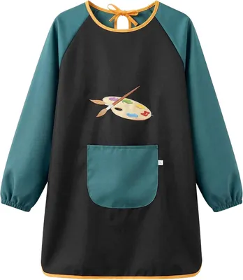 Imagen del producto de Bata para pintar, ideal para niños a partir de 6 años. Chaqueta para pintar para niños de 7 a 12 años, para niñas y niños. Bata impermeable para manualidades con bolsillos