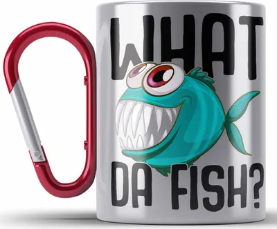 Produktbild von Trendation - Angler Fischer Edelstahl Tasse Karabiner Geschenk Raubfische Hobbyangler Hecht Forelle Barsch Angeln Karabiner Edelstahl Tasse Karabiner Edelstahl Zubehör (Rot)