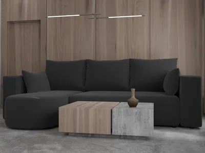 Produktbild von 4ALL HOME Ecksofa mit Schlaffunktion Tivo 246x145 cm - Couch - Sofa mit Bettkasten - Eckcouch - L-Form - Schlaffsofa - Schlafsofa mit Bettkasten - Universal Velo 637 Schwarz