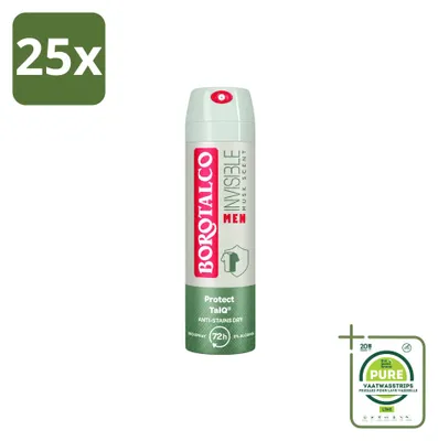 Immagine prodotto di 25 flaconi di deodorante spray Borotalco Men Musk - 150 ml - Confezione grande - 25 pezzi