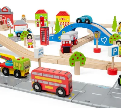 Productafbeelding van Bigjigs Toys Stads- en treinsets, Systém Railblock, Geschikt voor jongens/meisjes, Vanaf 3 jaar, Meerdere kleuren, Treinmodel, 914 mm