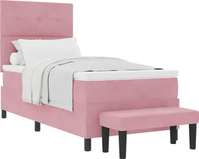 Obrázok produktu pre Posteľ s pružinovým rámom Ružová 200 x 90 cm Zamat