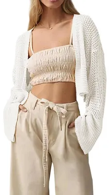 Produktbild von Kurze Strickjacken für Damen,Kimonos,Boho-Stil,leichte Sommerjacke mit offener Vorderseite,Strickoberbekleidung,Größe:XXL