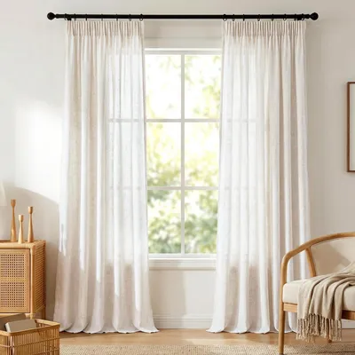 Immagine prodotto di Tende in lino, 260x140 cm, beige, semitrasparenti, set da 2