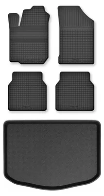 Produktbild von Gummimatten + Kofferraumwanne für Kia Soul I 2013- (Standard-Kofferraum) – Schwarz, Semi-Universal, angepasst – Wielganizator Semi-Universal