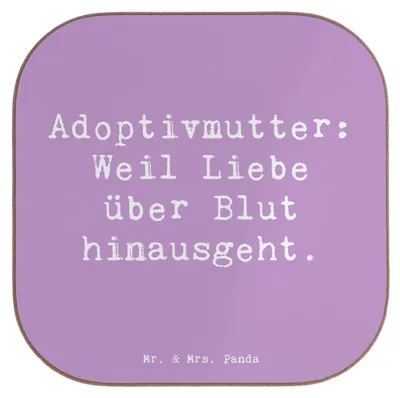 Produktbild von Mr. & Mrs. Panda Untersetzer Tasse Spruch Adoptivmutter Liebe - Lavendeltraum - Geschenk, bieruntersetzer, persönliche Erinnerungen, für Gläser, Tassenuntersetzer, Wahre